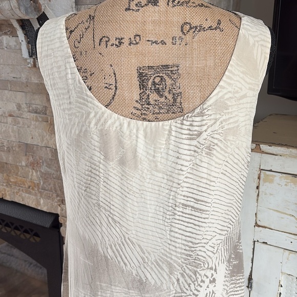 Max Mara sleeveless lined sheath dress cream with black and brown flowers - Picture 10 of 16